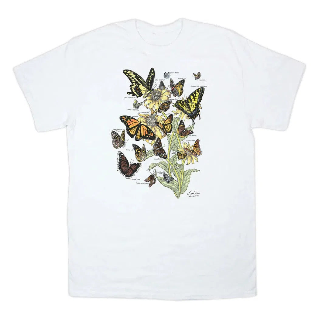 Liberty Graphics Butterflies of North America Short Sleeve T-Unisex - Clothing - Tops-Liberty Graphics-White-S-Appalachian Outfitters