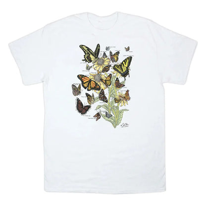 Liberty Graphics Butterflies of North America Short Sleeve T-Unisex - Clothing - Tops-Liberty Graphics-White-S-Appalachian Outfitters