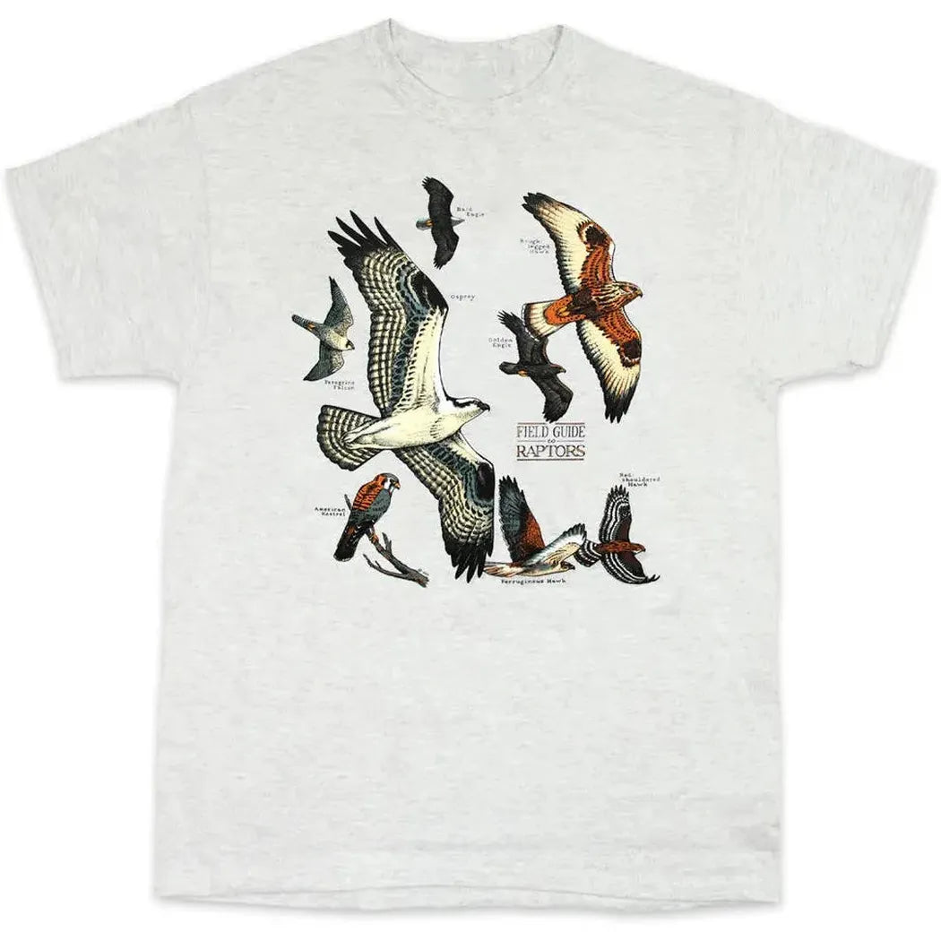 Liberty Graphics Field Guide To Raptors Short Sleeve T-Unisex - Clothing - Tops-Liberty Graphics-Ash-S-Appalachian Outfitters