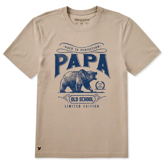 Life is Good Men's Aged to Perfection Papa Short Sleeve Crusher Tee-Men's - Clothing - Tops-Life is Good-Appalachian Outfitters