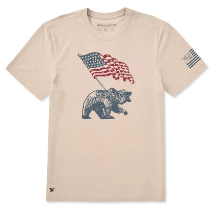 Life is Good Men's American Bear Flag Short Sleeve Crusher Tee-Men's - Clothing - Tops-Life is Good-Appalachian Outfitters