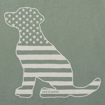 Life is Good Men's American Flag Dog Short Sleeve Crusher-LITE Tee-Men's - Clothing - Tops-Life is Good-Appalachian Outfitters