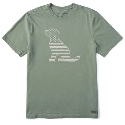 Life is Good Men's American Flag Dog Short Sleeve Crusher-LITE Tee-Men's - Clothing - Tops-Life is Good-Appalachian Outfitters