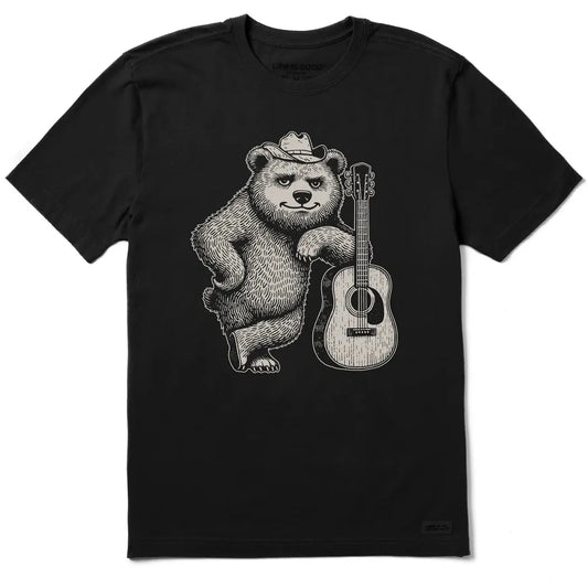Life is Good Men's Bear Guitar Short Sleeve Crusher Tee-Men's - Clothing - Tops-Life is Good-Appalachian Outfitters