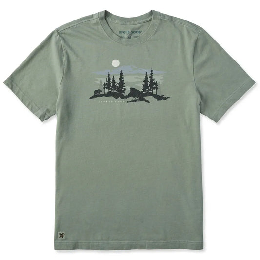 Life is Good Men's Bear in the Outdoors Short Sleeve Tee-Men's - Clothing - Tops-Life is Good-Appalachian Outfitters