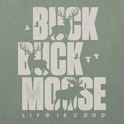 Life is Good Men's Buck Buck Moose Stack Short Sleeve Crusher-LITE Tee-Men's - Clothing - Tops-Life is Good-Appalachian Outfitters