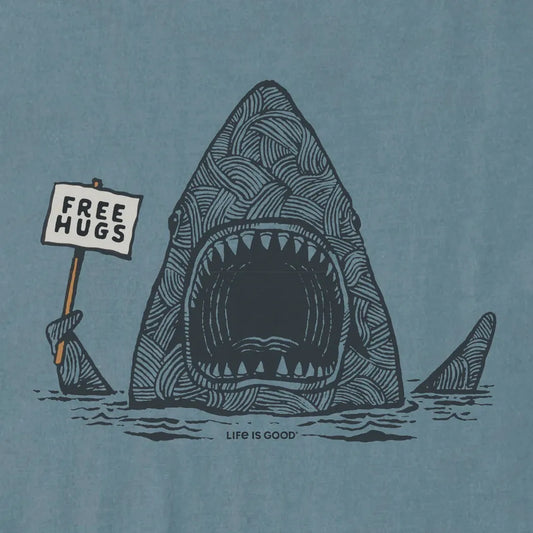 Life is Good Men's Free Hugs Shark Short Sleeve Crusher-LITE Tee-Men's - Clothing - Tops-Life is Good-Appalachian Outfitters