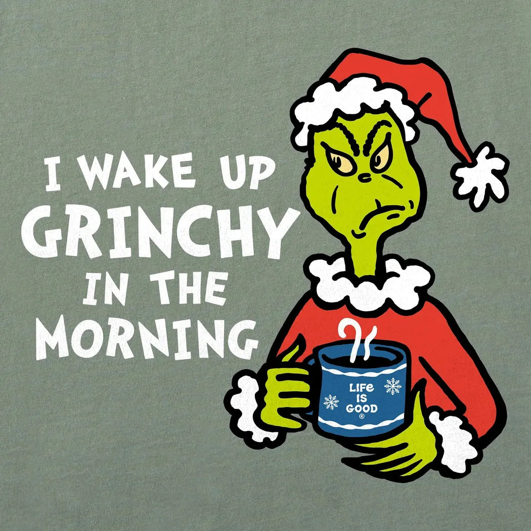 Life is Good Men's I Wake Up Grinchy in the Morning Long Sleeve Crusher Tee-Men's - Clothing - Tops-Life is Good-Appalachian Outfitters