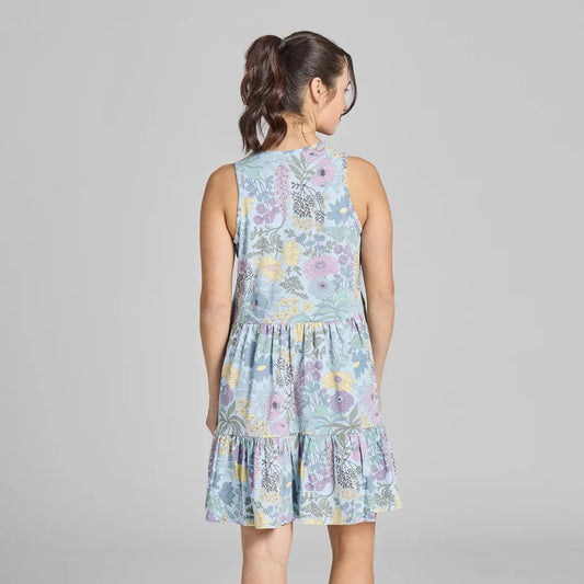 Life is Good Women's Botanical Garden Pattern Tiered Tank Dress-Women's - Clothing - Tops-Life is Good-Appalachian Outfitters