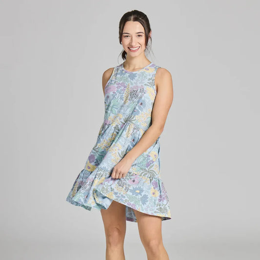Life is Good Women's Botanical Garden Pattern Tiered Tank Dress-Women's - Clothing - Tops-Life is Good-Appalachian Outfitters