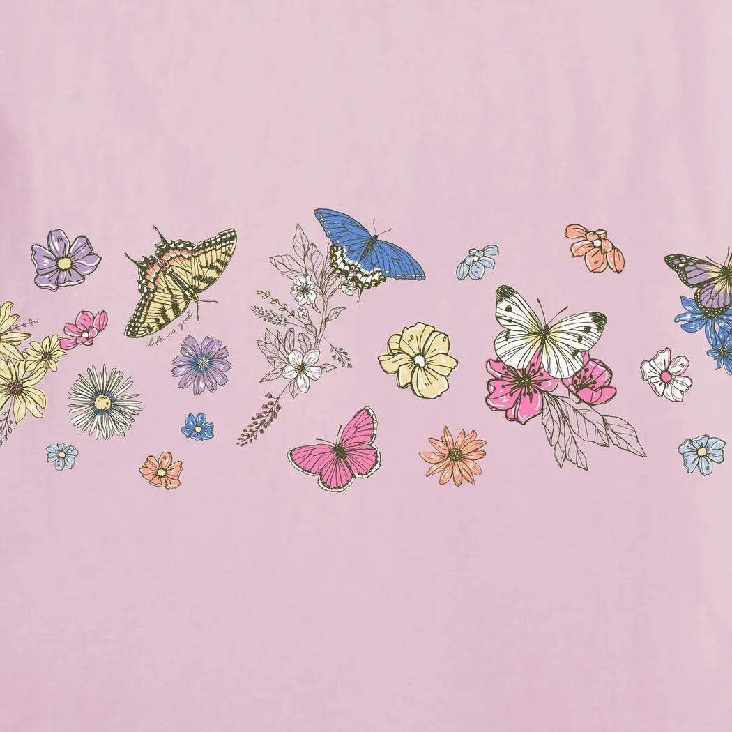 Life is Good Women's Butterflies In The Garden Short-Women's - Clothing - Tops-Life is Good-Appalachian Outfitters