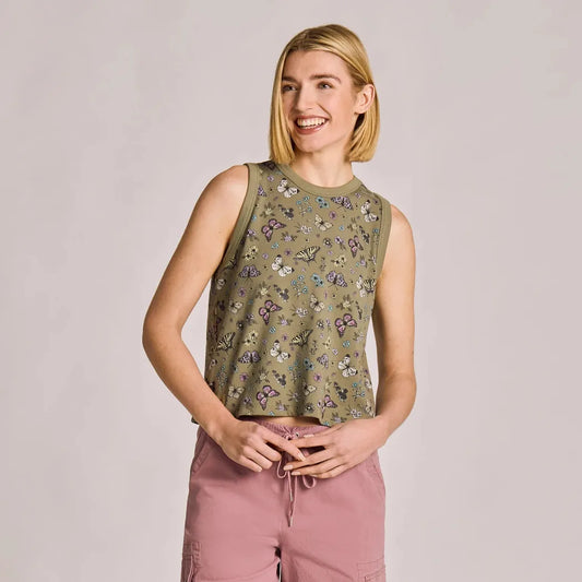 Life is Good Women's Butterfly Garden Pattern Crusher Boxy Tank-Women's - Clothing - Tops-Life is Good-Appalachian Outfitters