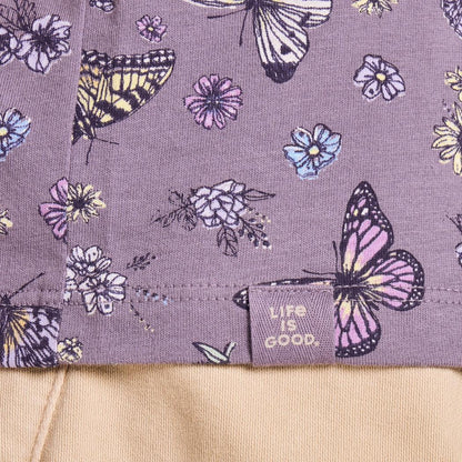 Life is Good Women's Butterfly Garden Pattern Crusher-LITE Easy Vee-Women's - Clothing - Tops-Life is Good-Appalachian Outfitters