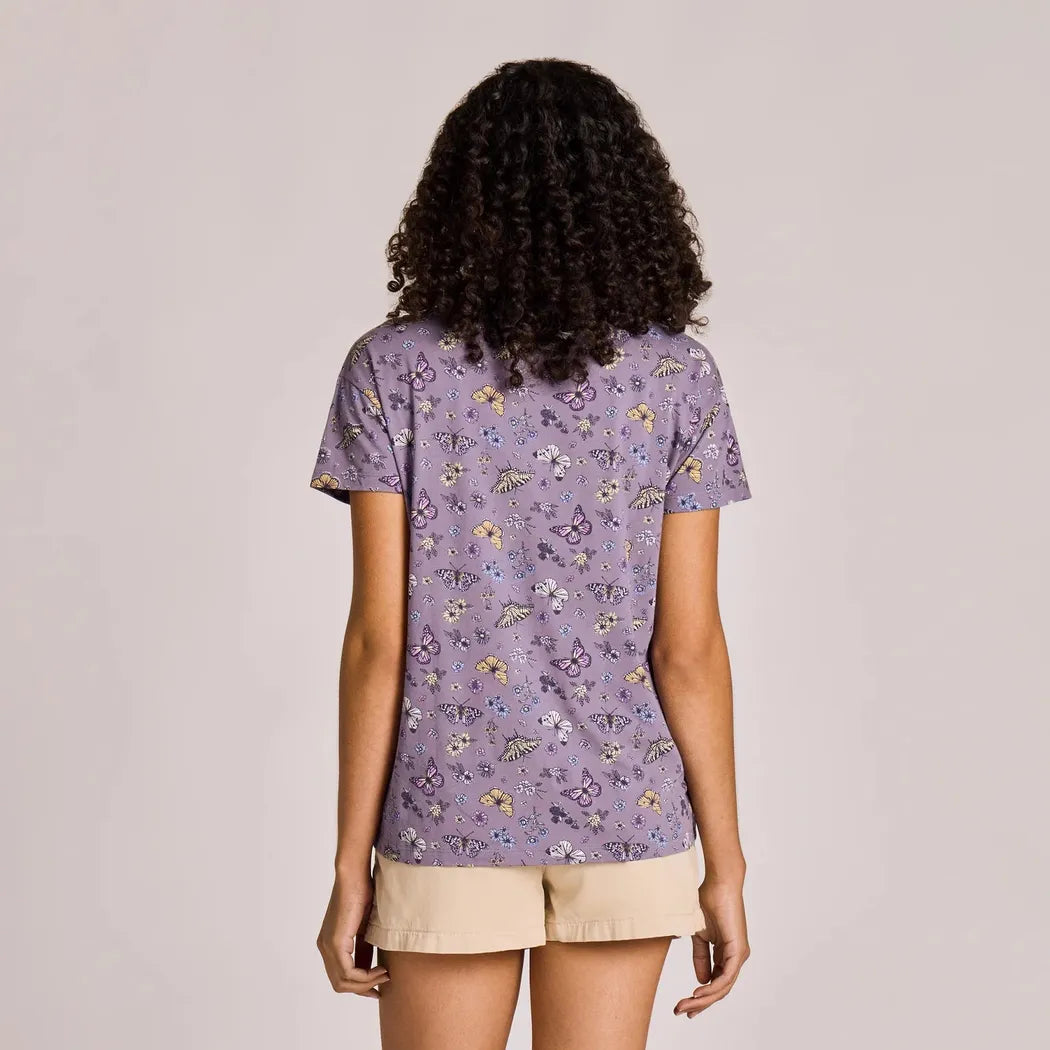 Life is Good Women's Butterfly Garden Pattern Crusher-LITE Easy Vee-Women's - Clothing - Tops-Life is Good-Appalachian Outfitters