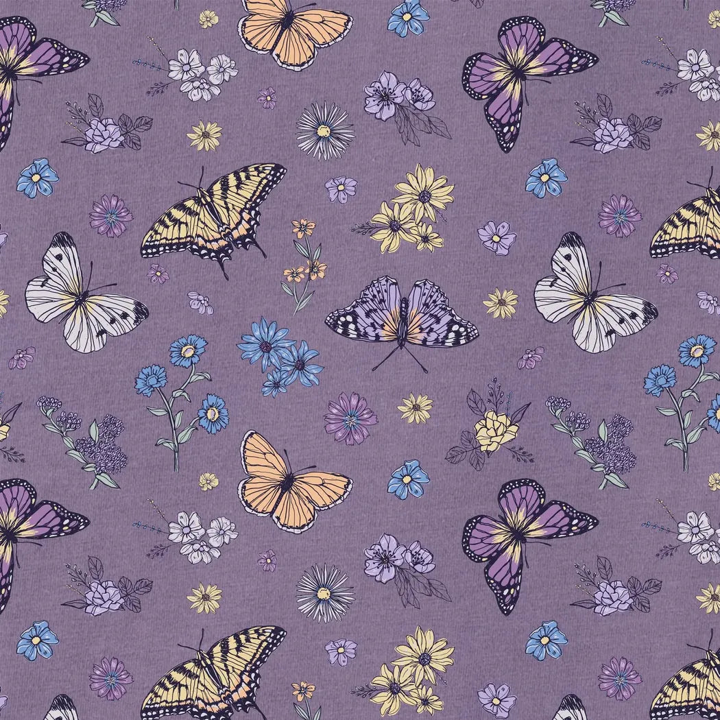 Life is Good Women's Butterfly Garden Pattern Crusher-LITE Easy Vee-Women's - Clothing - Tops-Life is Good-Appalachian Outfitters