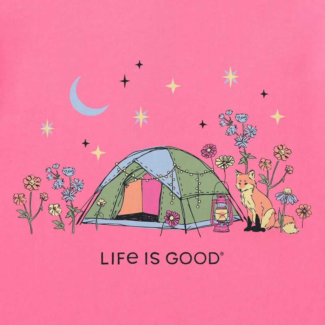 Life is Good Women's Camping Fox Flowers Short Sleeve Crusher-LITE Tee-Women's - Clothing - Tops-Life is Good-Appalachian Outfitters