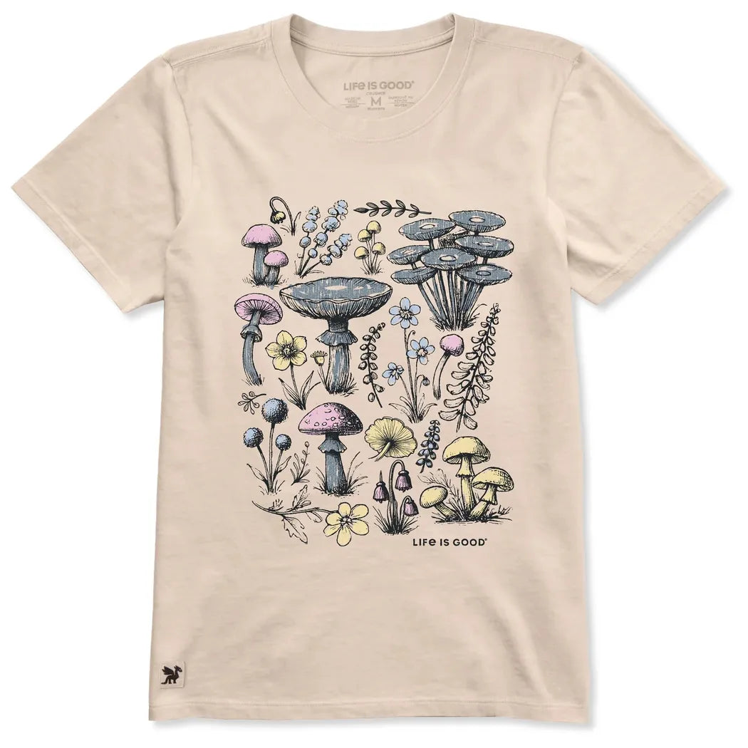 Life is Good Women's Collection of Mushrooms Short Sleeve Crusher Tee-Women's - Clothing - Tops-Life is Good-Appalachian Outfitters