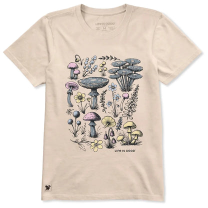 Life is Good Women's Collection of Mushrooms Short Sleeve Crusher Tee-Women's - Clothing - Tops-Life is Good-Appalachian Outfitters