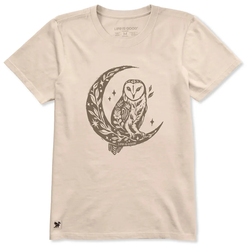 Life is Good Women's Florowl Moon Short Sleeve Crusher Tee-Women's - Clothing - Tops-Life is Good-Appalachian Outfitters