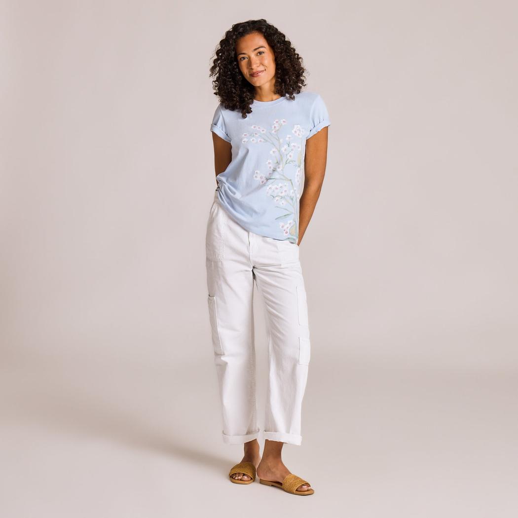 Life is Good Women's Forgetmenot Butterfly Short Sleeve Crusher Tee-Women's - Clothing - Tops-Life is Good-Appalachian Outfitters