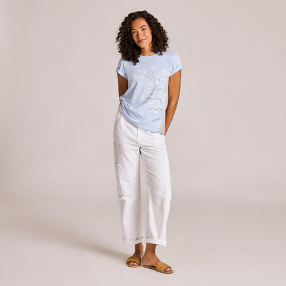 Life is Good Women's Forgetmenot Butterfly Short Sleeve Crusher Tee-Women's - Clothing - Tops-Life is Good-Appalachian Outfitters