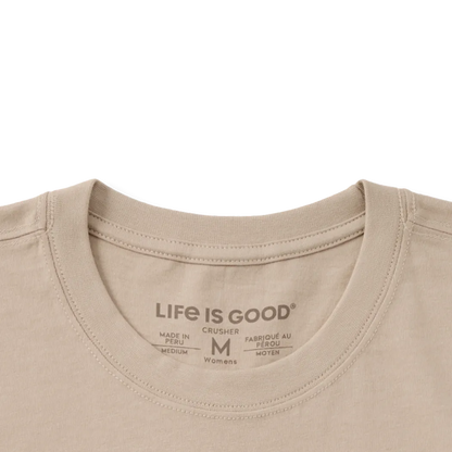 Life is Good Women's Frog on a Toadstool Coffee Short Sleeve Crusher Tee-Women's - Clothing - Tops-Life is Good-Appalachian Outfitters