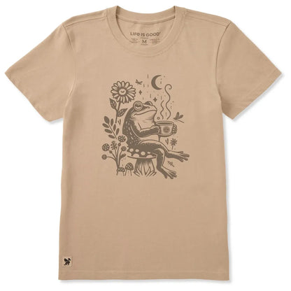 Life is Good Women's Frog on a Toadstool Coffee Short Sleeve Crusher Tee-Women's - Clothing - Tops-Life is Good-Appalachian Outfitters
