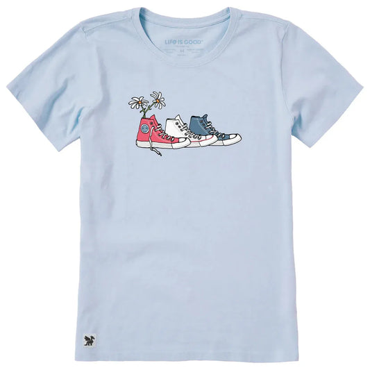 Life is Good Women's Patriotic Daisy Sneakers Short Sleeve Tee-Women's - Clothing - Tops-Life is Good-Appalachian Outfitters