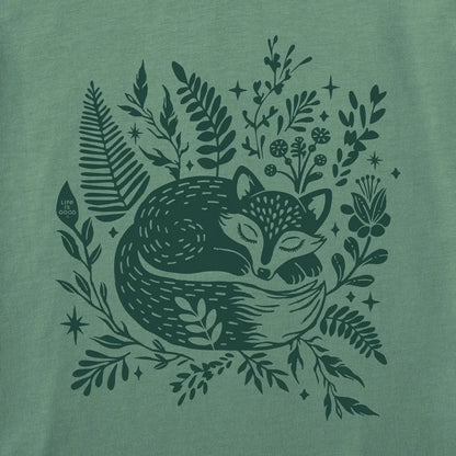 Life is Good Women's Sleeping Fox on Ferns Short Sleeve Crusher Tee-Women's - Clothing - Tops-Life is Good-Appalachian Outfitters