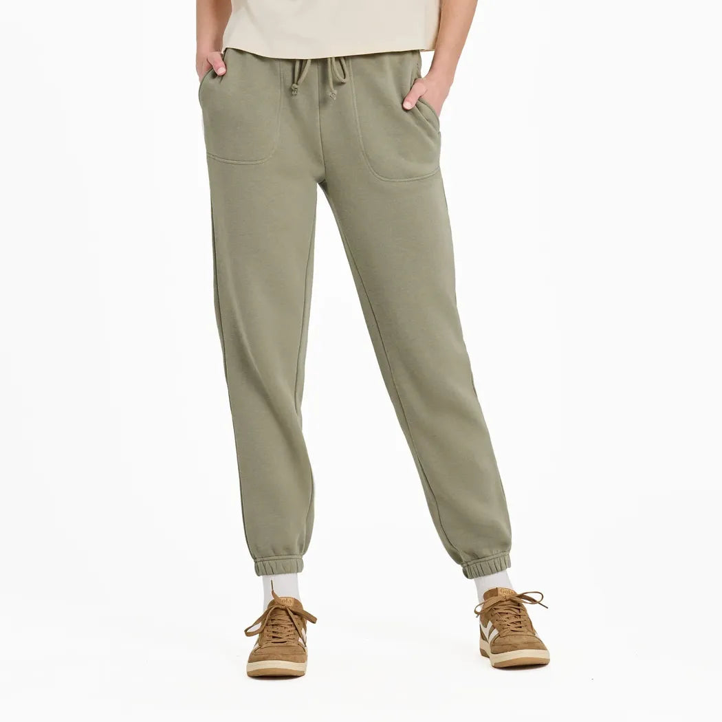 Life is Good Women's Solid Vibes Fleece Jogger-Women's - Clothing - Tops-Life is Good-Moss Green-S-Appalachian Outfitters