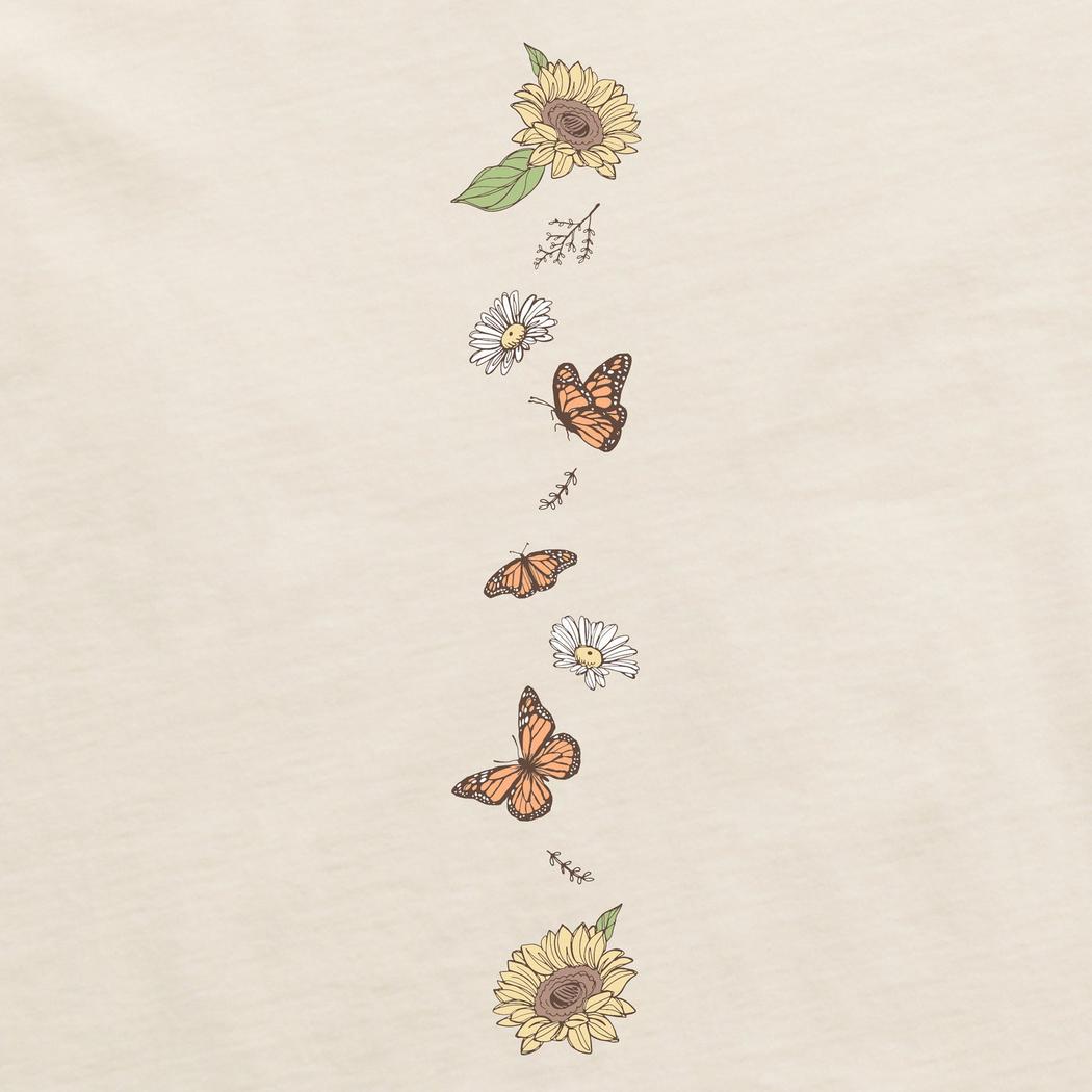 Life is Good Women's Sunflower Monarch Jar Long Sleeve Crusher Tee-Women's - Clothing - Tops-Life is Good-Appalachian Outfitters