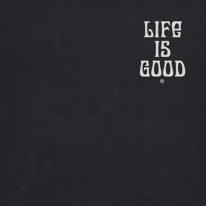 A charcoal colored Life is Good Men's Fantasy Football Short Sleeve Crusher Tee with white text on the front.