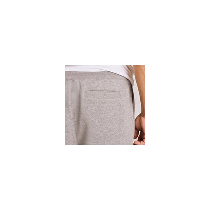 Back view of the Life is Good Men's Solid Good Vibes Jogger in Heather Gray showing the back pocket and a model wearing it.