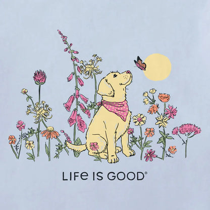 Women's Dog Among Wildflowers Short Sleeve Crusher-LITE Tee-Women's - Clothing - Tops-Life is Good-Appalachian Outfitters