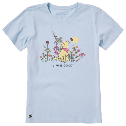 Women's Dog Among Wildflowers Short Sleeve Crusher-LITE Tee-Women's - Clothing - Tops-Life is Good-Appalachian Outfitters
