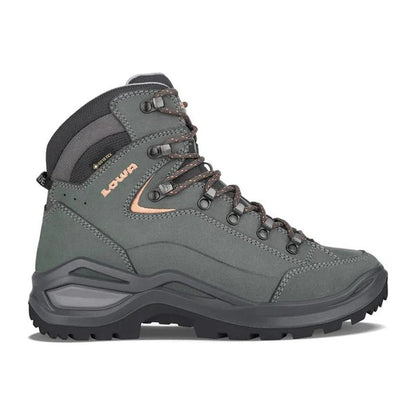 Side view of the Lowa Women's Renegade EVO GTX Mid in Brown Rose/Clay showing the lugged outsole against a white background.