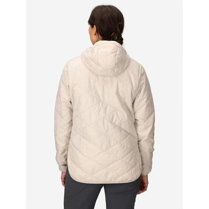 Back view of the Marmot Women's Onward Insulated Hoody in Birch Bark on a model against a white background.