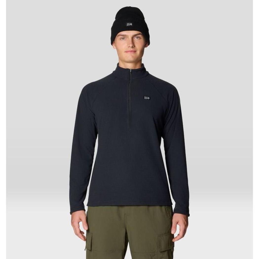 Mountain Hardwear Men's Summit Grid Half Zip-Men's - Clothing - Tops-Mountain Hardwear-Black-M-Appalachian Outfitters