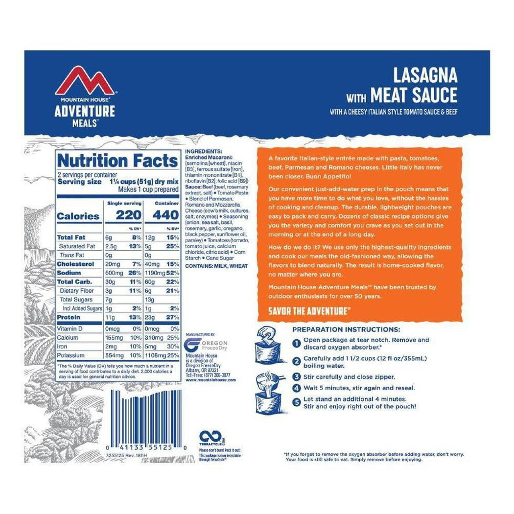 Mountain House-Lasagna with Meat Sauce-Appalachian Outfitters
