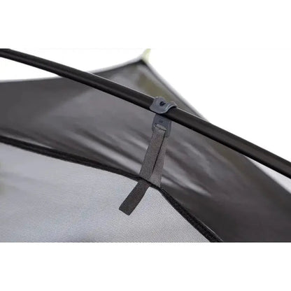 Close-up of the NEMO Dagger OSMO Lightweight Backpacking 2p Tent showing the black pole and mesh interior against a white background.