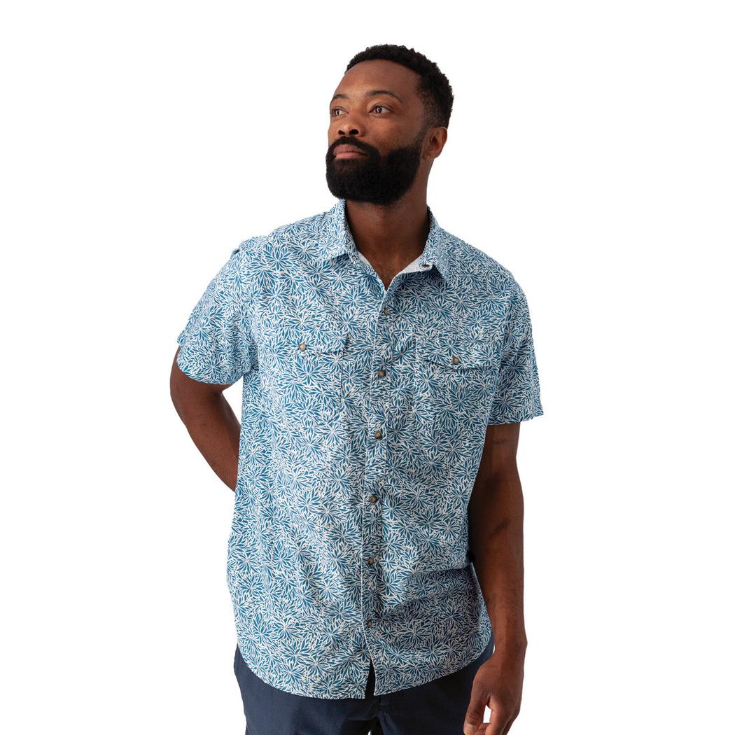 Old Ranch Men's Liam Print Shirt-Men's - Clothing - Tops-Old Ranch-Lake Blue-M-Appalachian Outfitters