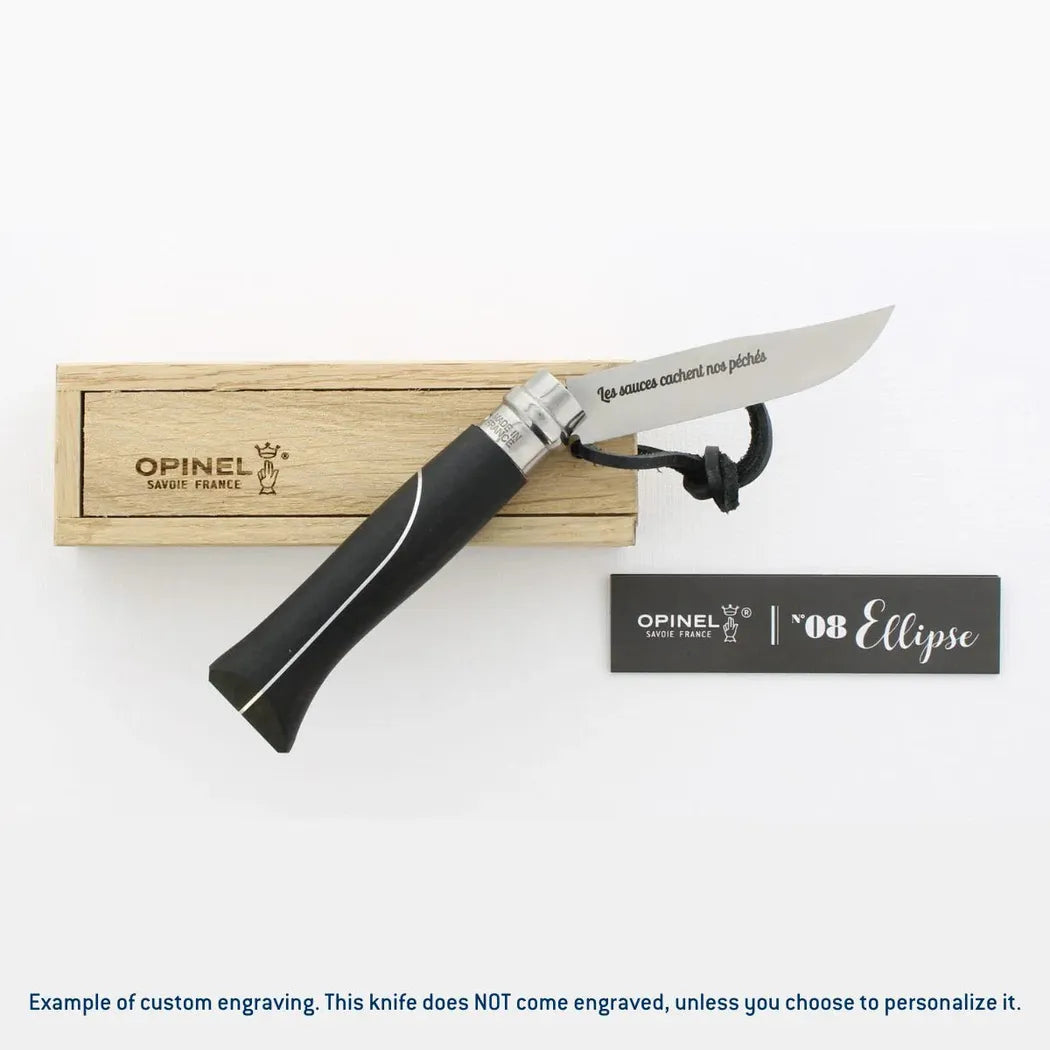 Opinel No.08 Ellipse Ebony Folding Knife-Camping - Accessories - Knives-Opinel-Appalachian Outfitters
