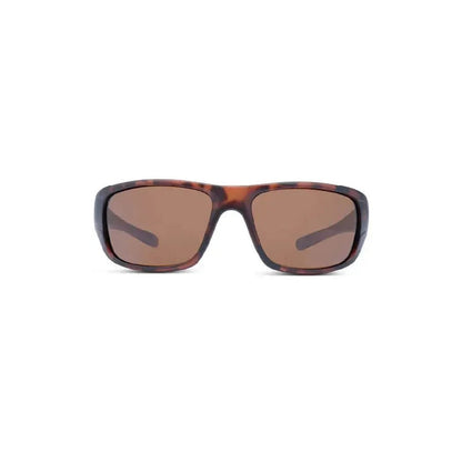 Matte Aluminum Gray Optic Nerve Contra sunglasses with Polarized Smoke Lens Green Mirror, front view against white background.