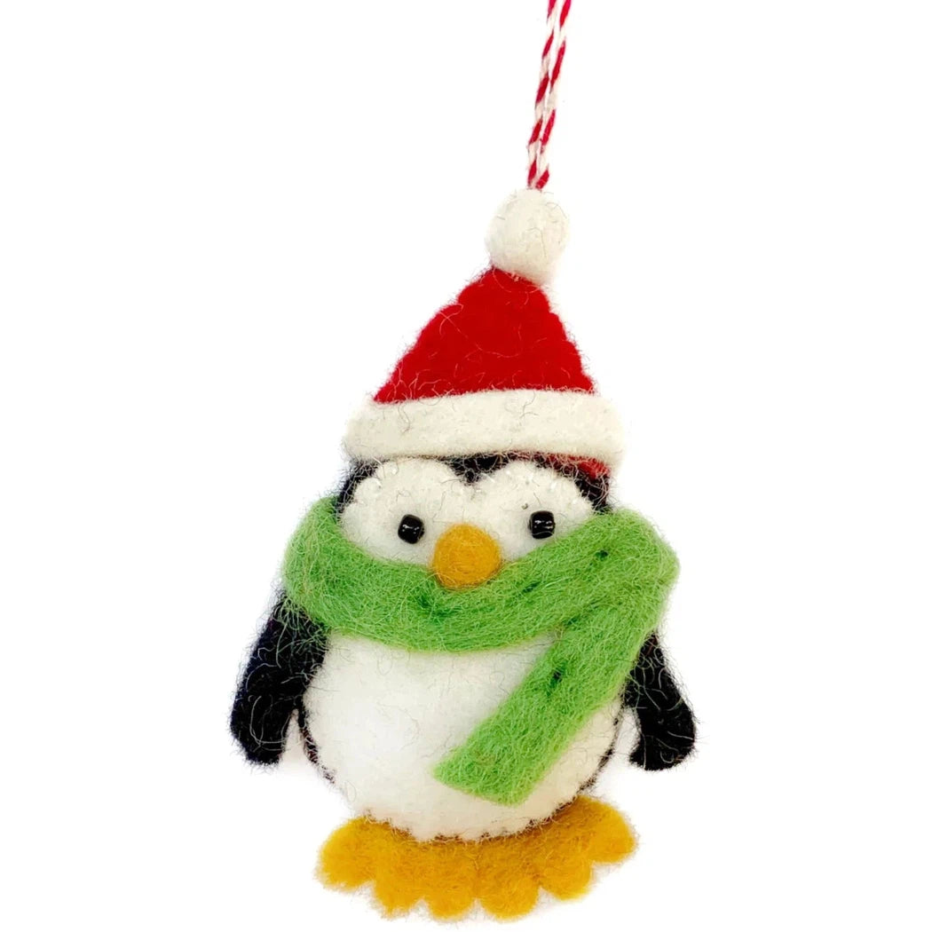 Ornaments 4 Orphans Penguin with Red Hat Felt Wool Christmas Ornament-Accessories - Novelty-Ornaments 4 Orphans-Appalachian Outfitters