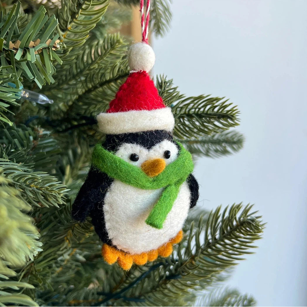 Ornaments 4 Orphans Penguin with Red Hat Felt Wool Christmas Ornament-Accessories - Novelty-Ornaments 4 Orphans-Appalachian Outfitters