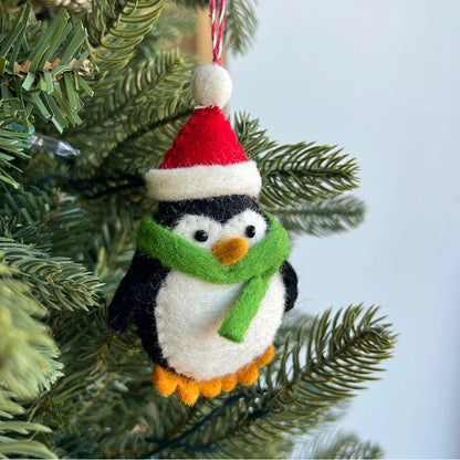 Ornaments 4 Orphans Penguin with Red Hat Felt Wool Christmas Ornament-Accessories - Novelty-Ornaments 4 Orphans-Appalachian Outfitters