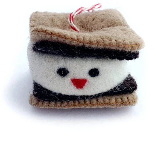 Ornaments 4 Orphans Smiling S'more Felt Wool Christmas Ornament-Accessories - Novelty-Ornaments 4 Orphans-Appalachian Outfitters