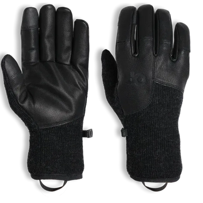 Outdoor Research Men's Flurry Leather Gloves-Accessories - Gloves - Men's-Outdoor Research-Solid Black-S-Appalachian Outfitters