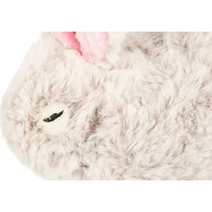 Close-up of the P.L.A.Y Forest Friends Baxter the Bunny toy showing its fluffy fur and pink ear tip.