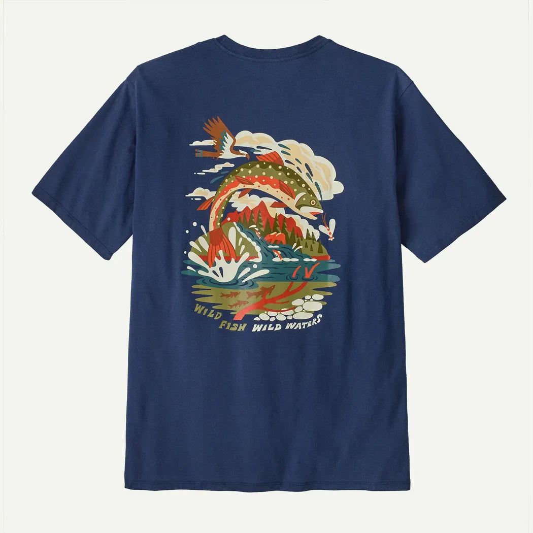Patagonia Men's Take a Stand Responsibili-Tee-Men's - Clothing - Tops-Patagonia-Pine Stream: Clement Blue-M-Appalachian Outfitters